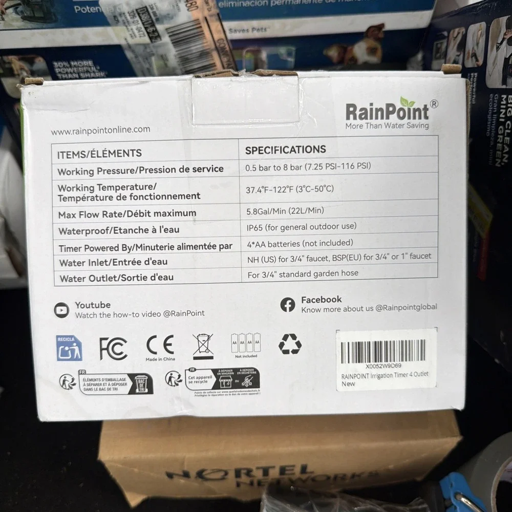 RainPoint ITV447 4-Zone/4-Outlet Digital Hose Tap Timer, LC Display, Waterproof